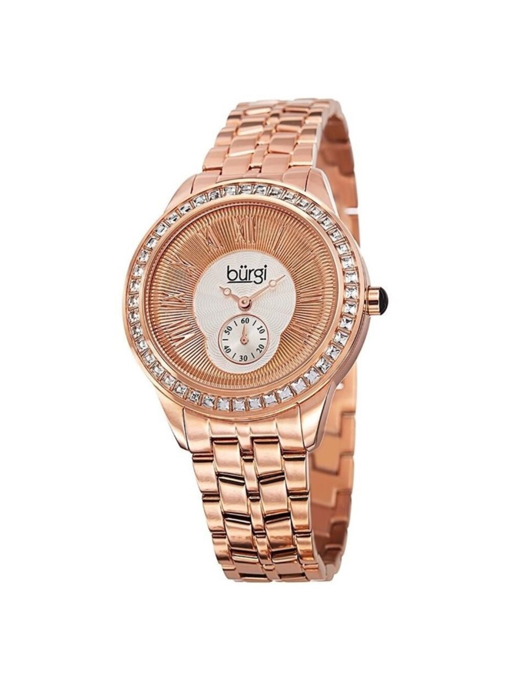 NWT Burgi Silver and Gold Dial Rose Gold-tone Ladies Watch